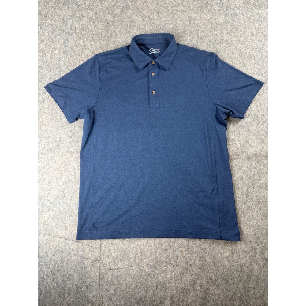 UNTUCKit Mens Medium Short Sleeve Performance Polo Shirt Stretch Navy Heather